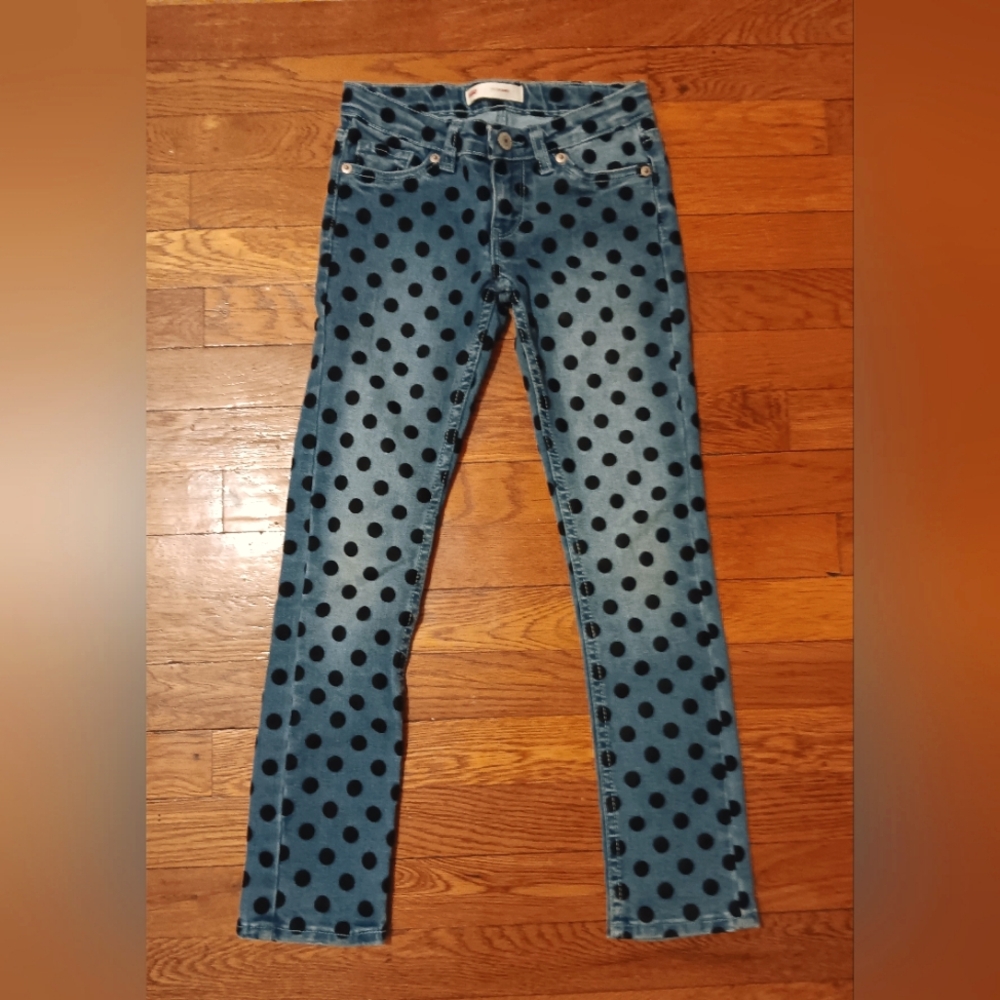 Girl's Levi's 711 Polka Dot Blue Jeans